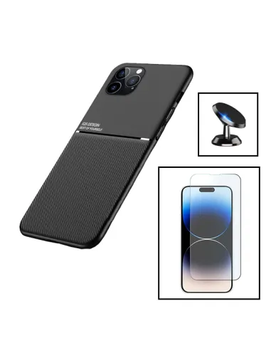 Kit Capa Magnetic Lux + Vidro Temperado ClearGlass + Suporte Magnético para Apple iPhone 15 - Preto