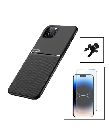 Kit Capa Magnetic Lux + Vidro Temperado ClearGlass + Suporte Magnético Reforçado para Apple iPhone 15 Plus - Preto