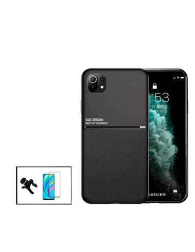 Kit Capa Magnetic Lux + Película Vidro Temperado 5D Full Cover Curved + Suporte Magnético de Carro Reforçado para Xiaomi Mi 11 L