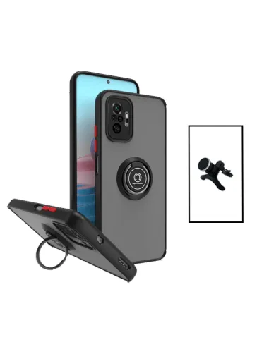 Kit Capa Magnetic Ring + Suporte Magnético Reforçado para Xiaomi Redmi Note 10 Pro - Preto