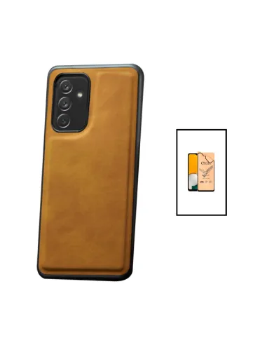 Kit Capa MagneticLeather + CeramicGlass Full Coverpara Samsung Galaxy A13 5G - Castanha