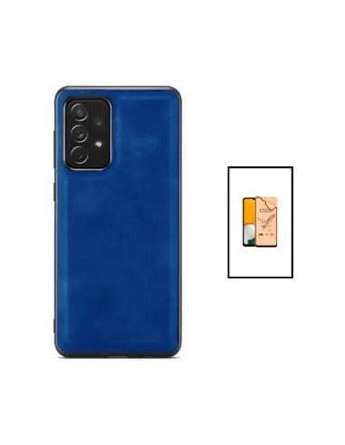 Kit Capa MagneticLeather + CeramicGlass Full Coverpara Samsung Galaxy A52 - Azul