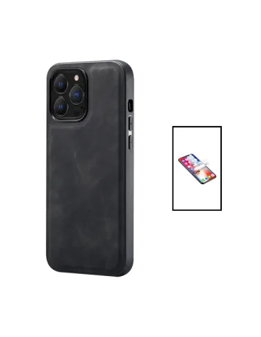 Kit Capa MagneticLeather + Película de Hydrogel para Apple iPhone 14 Pro Max - Preta