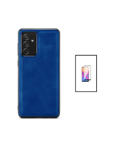 Kit Capa MagneticLeather + Vidro Full Cover Premium para Samsung Galaxy A04s - Azul