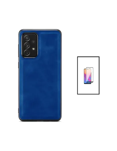 Kit Capa MagneticLeather + Vidro Full Cover Premium para Samsung Galaxy A52 - Azul