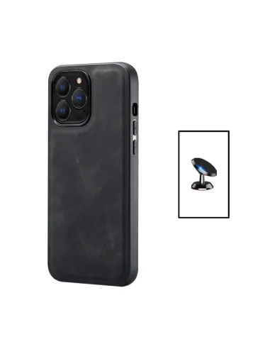 Kit Capa MagneticLeather + Suporte Magnético para Apple iPhone 14 Pro Max - Preta