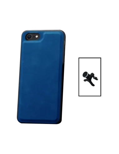 Kit Capa MagneticLeather + Suporte Magnético Reforçado para Apple iPhone SE 2022 - Azul