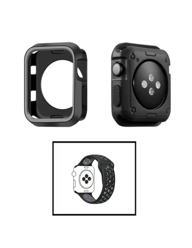 Kit Capa DoubleColor + Bracelete SportyStyle para Apple Watch Series 3 - 38mm - Preto / Cinza