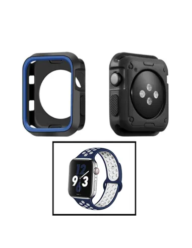 Kit Capa DoubleColor + Bracelete SportyStyle para Apple Watch Series 3 - 42mm - Preto / Branco