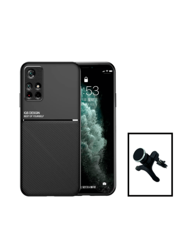 Kit Capa Magnetic Lux + Suporte Magnético de Carro Reforçado para Xiaomi Poco M4 Pro - Preto