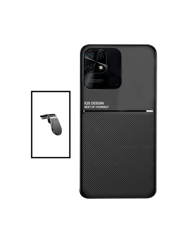 Kit Capa Magnetic Lux + Suporte Magnético de Carro Reforçado para Xiaomi Redmi 10C - Preto