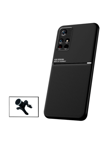 Kit Capa Magnetic Lux + Suporte Magnético de Carro Reforçado para Xiaomi Redmi Note 11S 5G - Preto