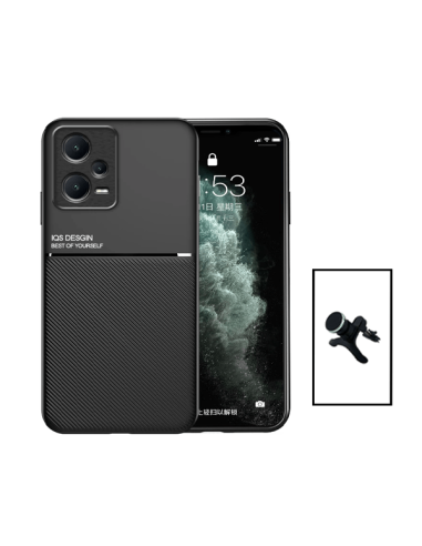 Kit Capa Magnetic Lux + Suporte Magnético de Carro Reforçado para Xiaomi Redmi Note 12 Pro - Preto