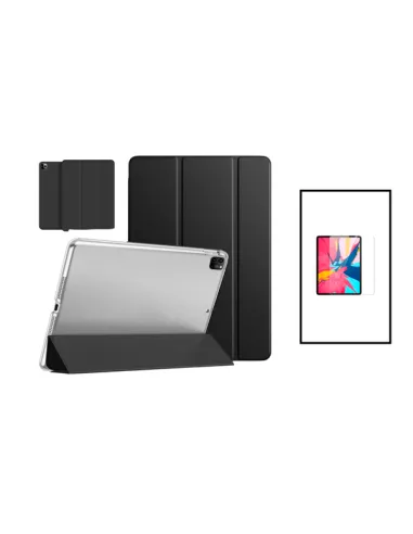 Kit Capa Premium Leather Anti-Impact Protection + Vidro Temperado Vidro Full Cover para Apple iPad Pro 11 (2022) - Preto