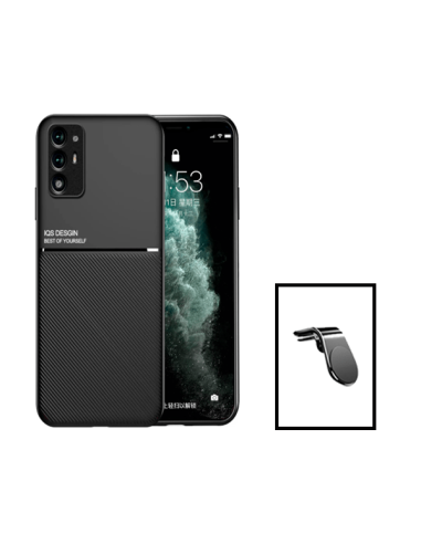 Kit Capa Magnetic Lux + Suporte Magnético L Safe Driving para Oppo F19 Pro+ 5G - Preto