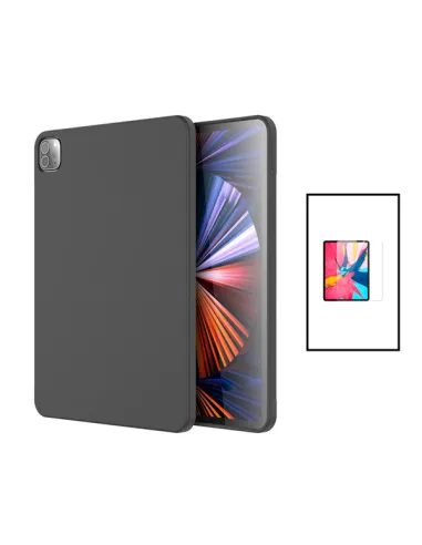 Kit Capa Silicone Líquido + Vidro Temperado Vidro Full Cover para Apple iPad Pro 11 (2022) - Preto