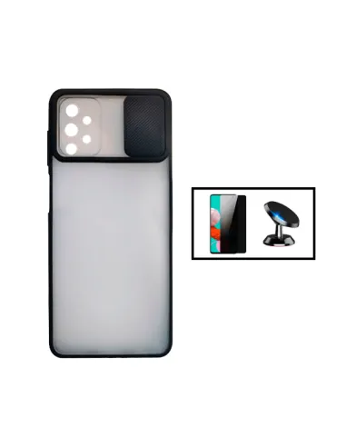 Kit Capa Slide Window Frosted + Película Anti-Spy + Suporte Magnético para Samsung Galaxy A52 - Preto