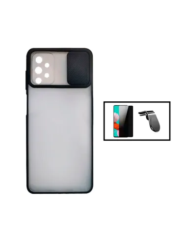 Kit Capa Slide Window Frosted + Película Anti-Spy + Suporte Magnético L para Samsung Galaxy A52 - Preto