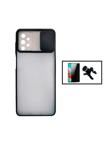 Kit Capa Slide Window Frosted + Película Anti-Spy + Suporte Magnético Reforçado para Samsung Galaxy A52 - Preto