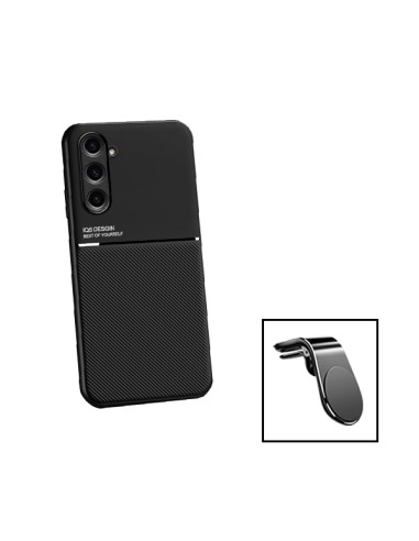 Kit Capa Magnetic Lux + Suporte Magnético L Safe Driving para Samsung Galaxy F34 5G - Preto