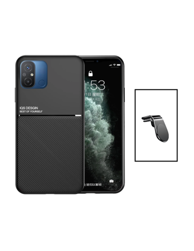 Kit Capa Magnetic Lux + Suporte Magnético L Safe Driving para Xiaomi Redmi 12C - Preto