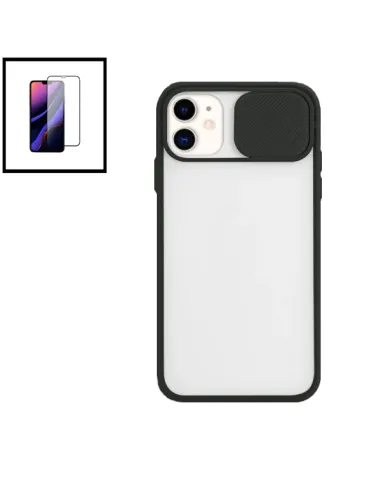 Kit Capa Slide Window Frosted + Vidro Temperado Premium para iPhone 11 - Preto