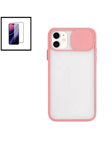 Kit Capa Slide Window Frosted + Vidro Temperado Premium para iPhone 11 Pro Max - Rosa