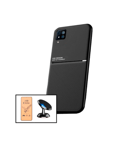 Kit Capa Magnetic Lux + Vidro Temperado CeramicGlass Full Cover + Suporte Magnético de Carro para Samsung Galaxy M22