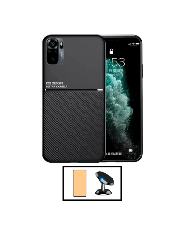 Kit Capa Magnetic Lux + Vidro Temperado CeramicGlass Full Cover + Suporte Magnético de Carro para Xiaomi Redmi 10 Prime 2022 - P