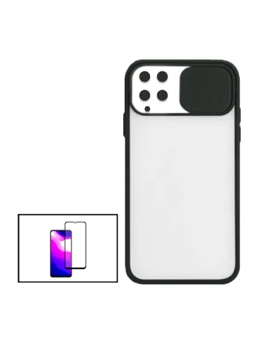 Kit Capa Slide Window Frosted + Vidro Temperado Premium para Samsung Galaxy M22 - Preto