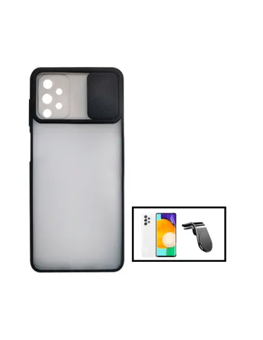 Kit Capa Slide Window Frosted + P. Hydrogel + Suporte Magnético L para Samsung Galaxy A52 - Preto