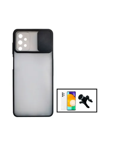 Kit Capa Slide Window Frosted + P. Hydrogel + Suporte Magnético Reforçado para Samsung Galaxy A52 - Preto