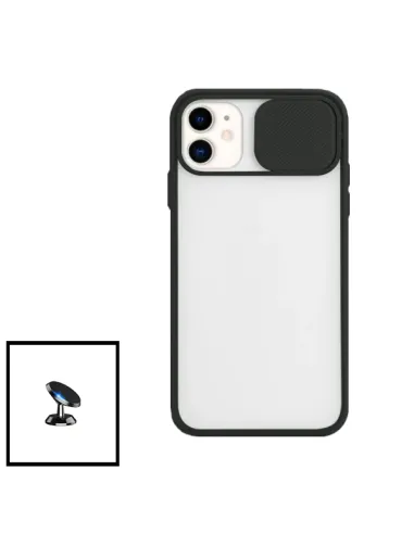 Kit Capa Slide Window Frosted + Suporte Magnético para iPhone 11 - Preto