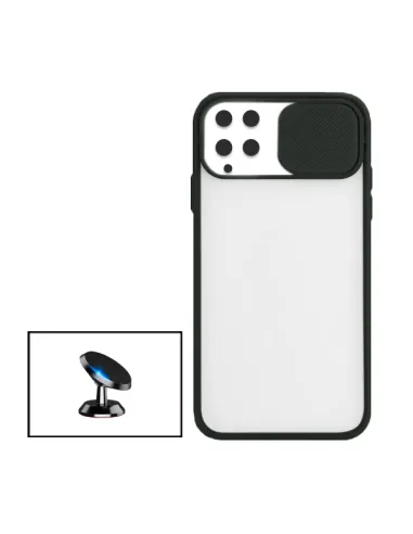 Kit Capa Slide Window Frosted + Suporte Magnético para Samsung Galaxy M22 - Preto