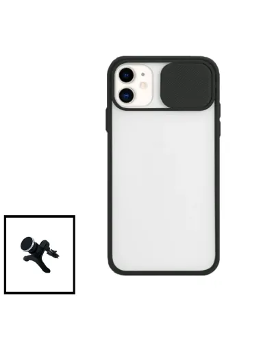 Kit Capa Slide Window Frosted + Suporte Magnético Reforçado para iPhone 11 Pro Max - Preto