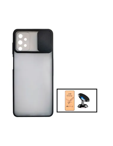 Kit Capa Slide Window Frosted + Película CeramicGlass + Suporte Magnético para Samsung Galaxy A52 - Preto