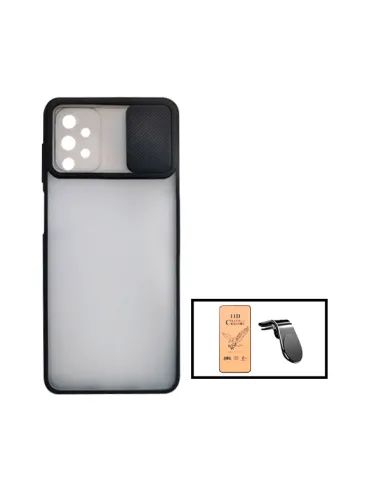 Kit Capa Slide Window Frosted + Película CeramicGlass + Suporte Magnético L para Samsung Galaxy A52 5G - Preto