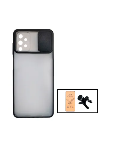 Kit Capa Slide Window Frosted + Película CeramicGlass + Suporte Magnético Reforçado para Samsung Galaxy A52 5G - Preto