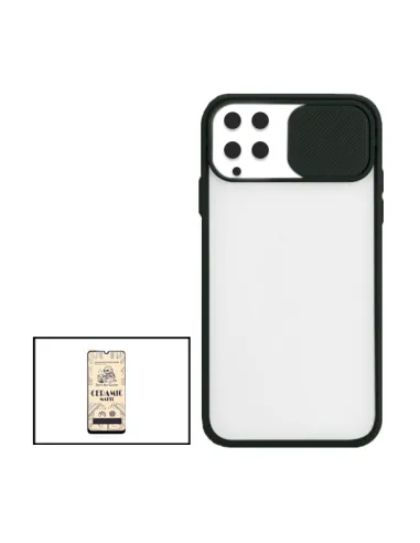 Kit Capa Slide Window Frosted + Película CeramicGlass para Samsung Galaxy F22 - Preto