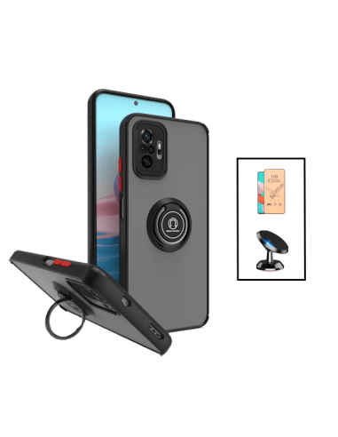 Kit Capa Magnetic Ring Anti Choque Camera Protection + Vidro Temperado CeramicGlass + Suporte Magnético de Carro para Xiaomi Red