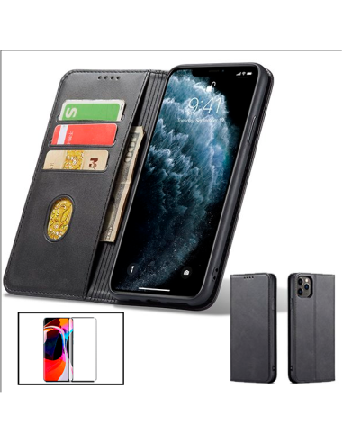 Kit Capa MagneticFlipWallet + Película de Vidro Temperado 5D Full Cover para Xiaomi 11T Pro