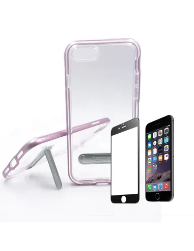 Kit Capa Spigen Crystal Hybrid + Película de Vidro Temperado Full Cover para iPhone SE 2022 - Rosa