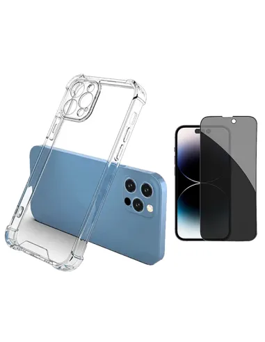 Kit Capa SuperProtect + Película de Vidro Anti-Spy  para Apple iPhone 15 Pro - Transparente