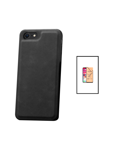 Kit Capa MagneticLeather + CeramicGlass Full Coverpara Apple iPhone 8 - Preta