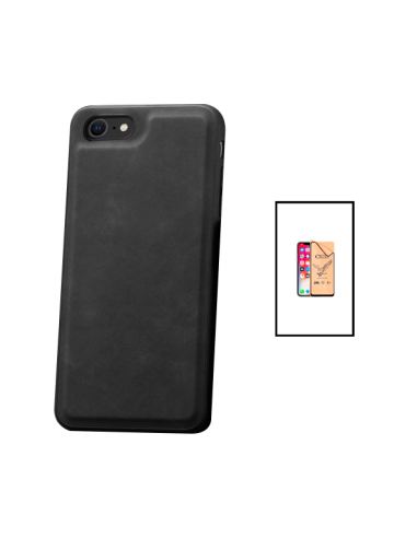Kit Capa MagneticLeather + CeramicGlass Full Coverpara Apple iPhone SE 2022 - Preta
