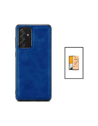 Kit Capa MagneticLeather + CeramicGlass Full Coverpara Samsung Galaxy A04s - Azul