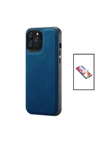 Kit Capa MagneticLeather + Película de Hydrogel para Apple iPhone 14 Pro Max - Azul