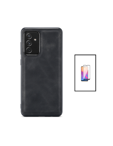 Kit Capa MagneticLeather + Película de Vidro 5D Full Cover para Samsung Galaxy A04s - Preta