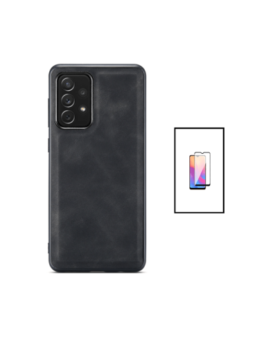 Kit Capa MagneticLeather + Película de Vidro 5D Full Cover para Samsung Galaxy A13 - Preta