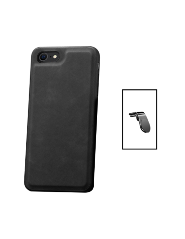 Kit Capa MagneticLeather + Suporte L Safe Driving para Apple iPhone 8 - Preta